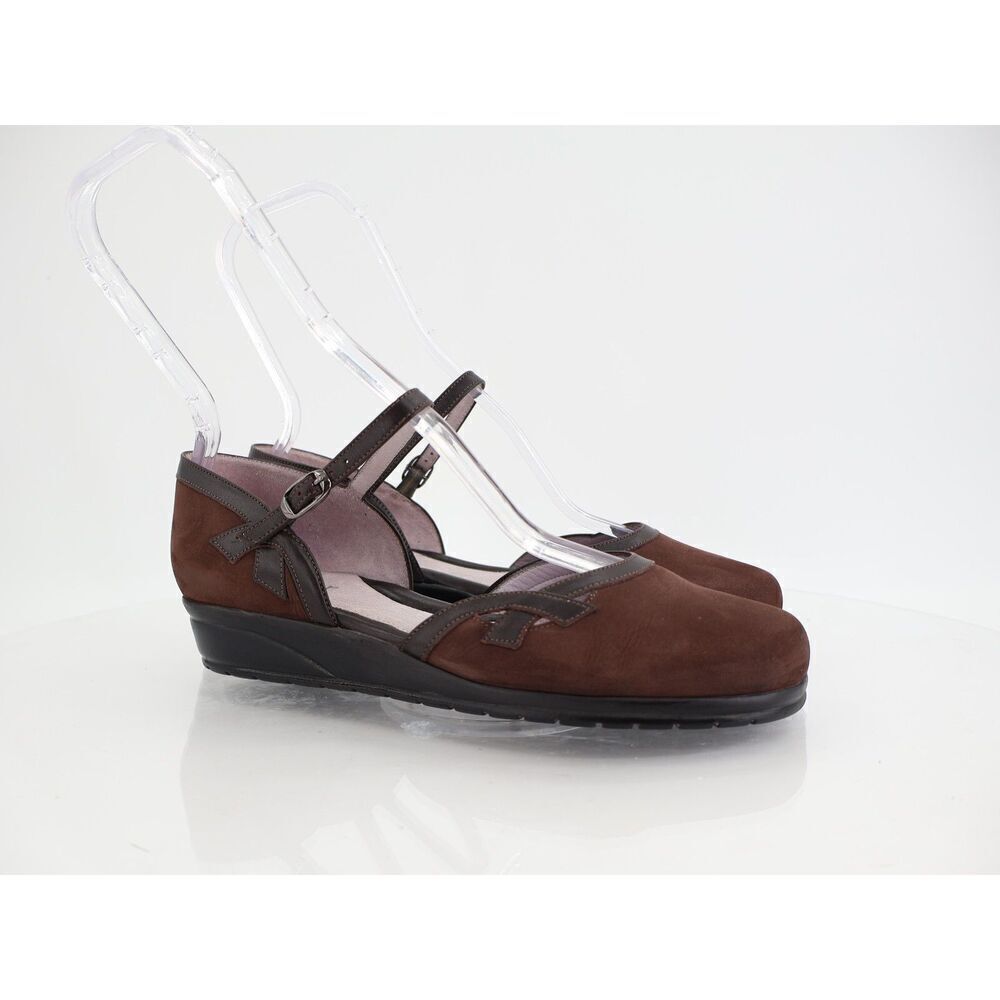 Beautifeel Mary Jane Shoes Womens 39 8.5 Brown Leather Flat Wedge Round Toe